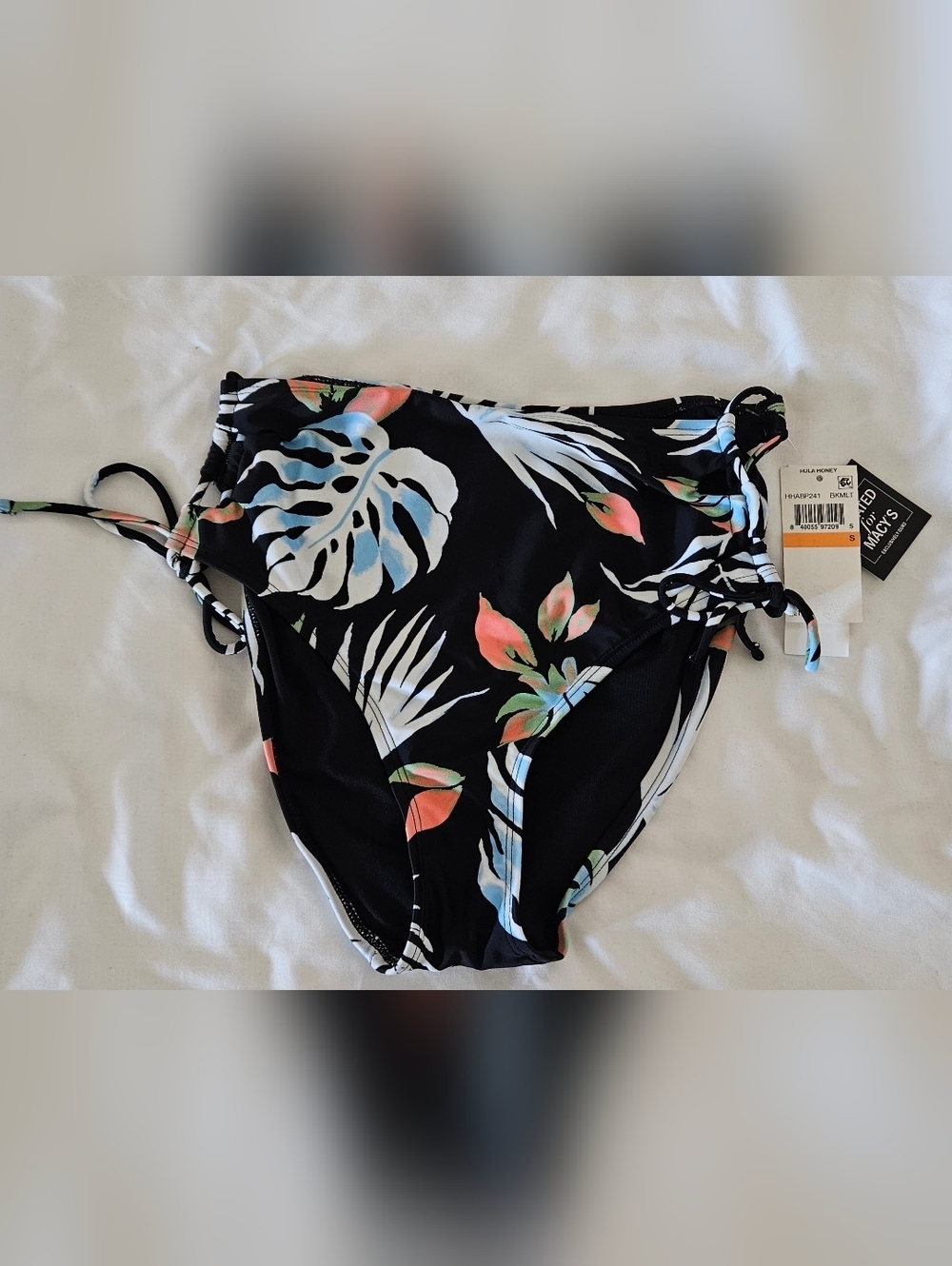 Hula Honey NWT Bikini Bottom S Tropical Palm Print Side Ties Swim